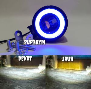 lampu tembak led 8d plankton lensa 2 mata jauh dekat high low laser d2 - Putih