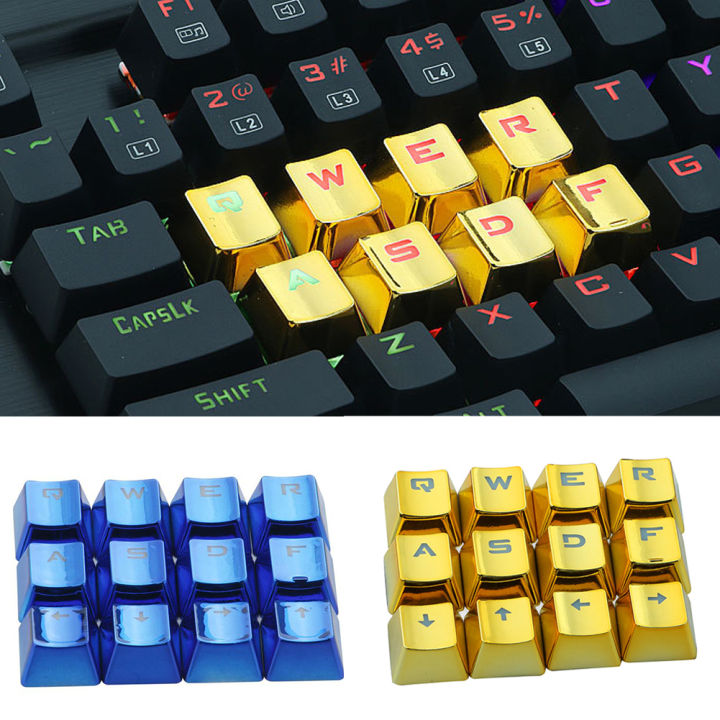 12Pcs/Set PET Electroplating Gaming Keyboard Key Caps Replacement