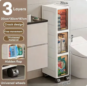 Drawer Cabinet 20cm Wide Gap Storage Cabinet Slim Drawer Cabinet With Wheels 3/4/5Layers Kitchen Storage Gap Plastic Drawer Cabinet Bathroom Cabinet Removable Cabinet Space Savers