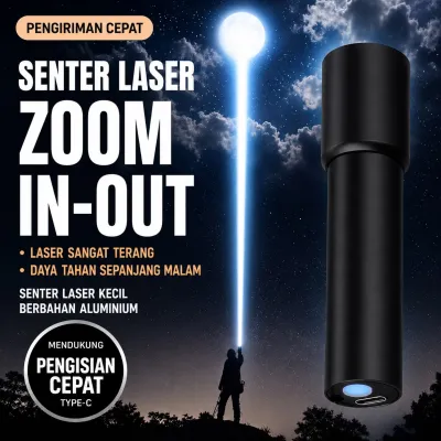 Senter Mini Telescopic Zoom TX-18 LED Rechargeable Type C– Senter Genggam Portabel Fokus Jauh Dekat