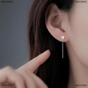 [COD] WEICHENG 1Pc Zircon Ear Wires Heart Star Earrings Long Temperament Versatile Tassel Zircon Earrings for Women Wedding Jewelry
