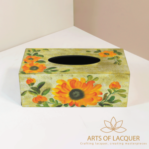Hộp Đựng Khăn Giấy Sơn Mài Trang Trí Hoa Hướng Dương 