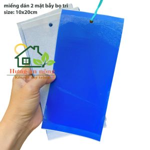 Sét 10 miếng keo xanh dán 2 mặt kèm kẽm treo dùng dụ bọ trĩ ( xem trong mô tả )
