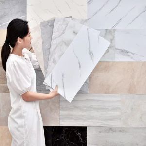 5pcs 30x60cm Modern Marble Tile Thick Self-Adhesive Wall Floor Stickers Bedroom Bathroom DIY Ground Wallpapers Home Decor