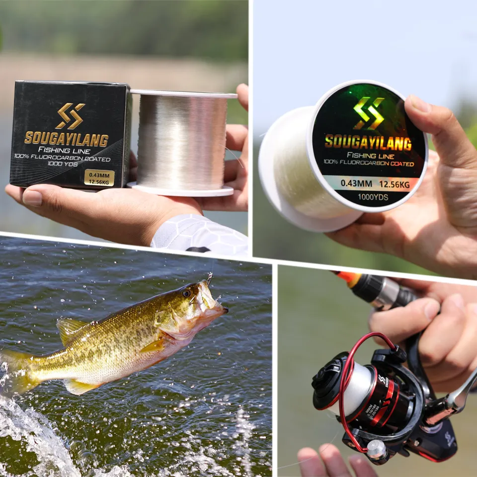 Sougayilang Fishing Leader Line 200 500 1000 Yds Fishing 100% Fluorocarbon  Coated Line Virtually Invisible Faster Sinking Abrasion Resistance UV  Resistance Fishing Line