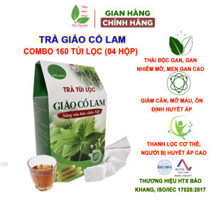 Trà giảo cổ lam (combo 160 túi lọc) trà giảo cổ lam Bảo Khang ổn định huyết áp giảm mỡ máu bình ổn huyết áp
