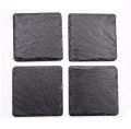 หินรองอเนกประสงค์ แผ่นหินวางอาหาร แผ่นหินรองแก้ว สีดำ (1 แพคมี 4 ชิ้น)  Natural Slate Plate / Square Slate Coaters. 