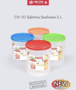 ( BISA COD ) PROMO LION STAR SW-83 SABRINA SEALWARE 5 LITER / TOPLES PLASTIK POLOS / TEMPAT CEMILAN / FOOD STORAGE / WADAH MAKANAN / TEMPAT PENYIMPANAN SNACK MAKANAN / BPA FREE / TOPLES KERUPUK / TOPLES LEBARAN
