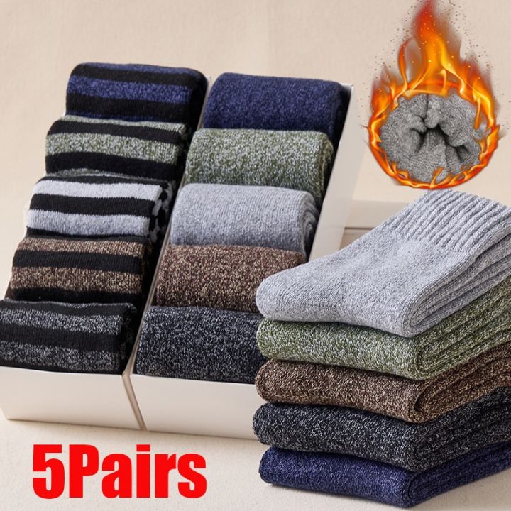 10pcs=5pairs Socks Men Super Thicker Solid Sock Merino Wool Rabbit
