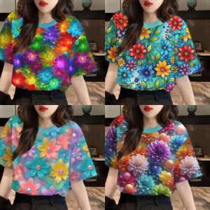 หวีเสื้อคอปกสูงพิมพ์ลาย เสื้อฮาวายสุภาพสตรีพร้อมคอ O แขนสั้น