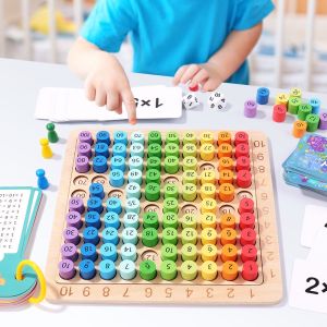 Childrens Wooden Three-in-One 99 Multiplication Formula Board Hundreds Board Early Education Elementary School Mathematics Educational Teaching Toys