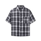 GE Plaid Box Fit Polo for Men Crop Top Boxy Shirts Cotton Short Sleeve Loose Korean Style