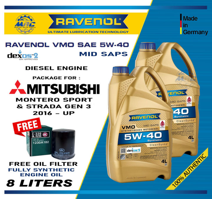 RAVENOL VMO 5W-40 DEXOS 2 FULLY SYNTHETIC ENGINE OIL 8 Liters PACKAGE ...
