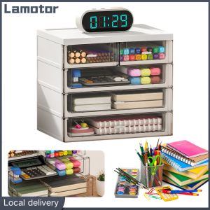 [Vktech] Elegant 4 Tier Stackable Desk Organizer with 5 Drawers for Office and Study Desk Organization in Black and White