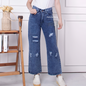 Sakura Glory - CELANA KULOT JEANS LOLITA DENIM PREMIUM UKURAN EU 27-30 / BAWAHAN / WANITA / DEWASA / DISTRO / IMPORT / HIGHWAIST / COD / DISKON / GRATIS ONGKIR / MURAH