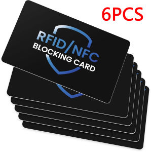 ชุดป้องกันการบล็อกบัตรเครดิต RFID-6แพ็คชุดป้องกันบัตรพาสสปอร์ตเดบิต NFC แบบไร้สัมผัสพรีเมี่ยมสำหรับผู้ชายและผู้หญิงการออกแบบที่บางเฉียบพอดีกับกระเป๋าสตางค์/กระเป๋า