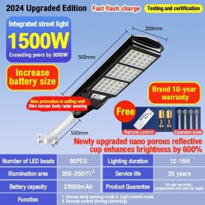 lampu jalan tenaga surya 2500W Street Cell Lights LED Outdoor Sensor Gerak pencahayaan 48 jam