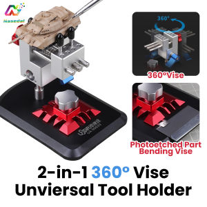 Ustar UA-90633 2-In-1 360°Aluminum Bench Vise Model Making Multifunctional Portable Workbench Holder 0.5mm-50mm Clamping Lightweight for Gundam Model Making Art DIY Tool