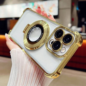 Dành Cho Xiaomi Mi 11 Lite 12 12T 13 13T 14 15 Pro Ultra Sang Trọng Chống Sốc Trong Suốt Bảo Vệ Camera Cứng TPU Mạ Khung Mặt Sau Vòng Từ Tính Giá Đỡ Vỏ Điện Thoại