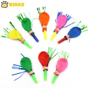 【N2HAO】 50PCS Colorful Blowouts Whistle Blowing Dragon With Balloon For Kids Birthday Party Favors Decoration Children Toys Supplies