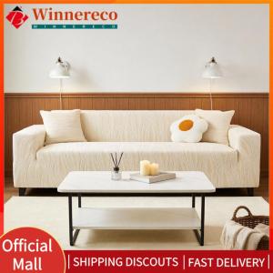 【winnereco】 Warm Sofa Couch Cover with Pillowcase Jacquard Couch Slip Cover Machine Washable for Kids Pets Friendly Living Room Home Decor
