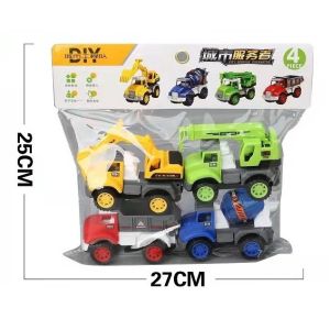 Đồ chơi túi 4 xe công trình đủ màu sắc/ 4 xe bus taxi xe tải chở hàng và tàu chạy trớn đủ màu sắc