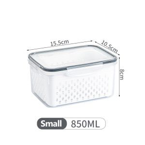 Double-layer Kitchen Household  Fresh-keeping Box Refrigerator Freezer Storage Box Vegetable Fruit Storage Basket