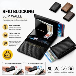 MLADEN RFID Anti-Theft Swiping Wallet Automatic Pop-up Mens Card Holder Wallet Birthday Gift