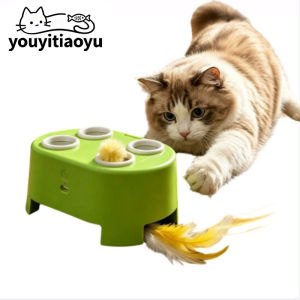 Aikenn Electric Cat Toy Mainan Kucing Elektrik Auto Whack A Mole Feather Ball Puzzle USB Rechargeable