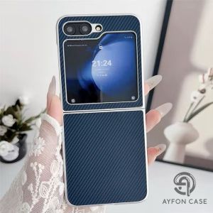 Slim and Thin Carbon Fiber Case For Samsung Galaxy Z Flip 4 / Z Flip 5 / Z Flip 6 1500D Aramid Fiber Cover Supports Wireless Charging AF-219