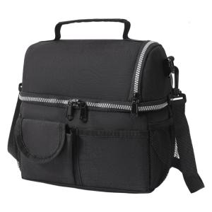 Double Compartment Insulated Bag Thermal Cool Bag Easy to Clean Oxford Lunch Bag for Convenient Meal Transport