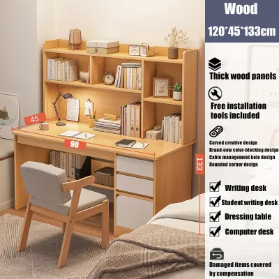 Global Modern Minimalist Computer Desk Desktop Home Office Small Bookshelf Writing Combination Desk