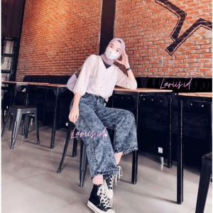 BEST SELLER CELANA KULOT JEANS SNOW HIGHWAIST WANITA PREMIUM WARNA