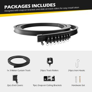 3m Flexible Bendable Ceiling Curtain Track Curved Ceiling Track for Curtains Room Divider Ceiling Track System