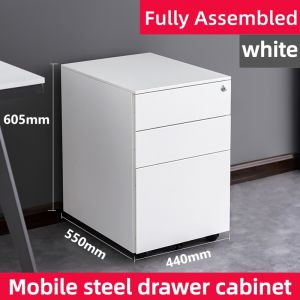 ⚡ Free Shipping ⚡White movable metal drawer storage cabinet with lock and wheels three layers