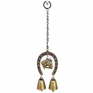 CONGMING Metal Bell Chime Horseshoe Wind Chime Horseshoe Frame Decorative Door Chime Owl Pendant  Horse Head Pendant Home Decor