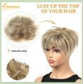 QUEENTAS Short Hair Topper for Women with Thinning Hair Daily Wear 360 ° 3D Cover Up 6.5"*6" Fluffy Hair Pieces with Bangs(Grey to Silver). 