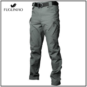 Fuguiniao IX9 100% Cotton Stretch Fabric Multi-function Military City Tactical Sports Pants Mens Special Combat Military Cargo Pants Mens Casual Multi-pocket Pants