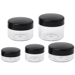 Mini Sample Bottle Black Lid Round Bottom Clear Srorage Box Container for Women Beauty Products Reusable Holder