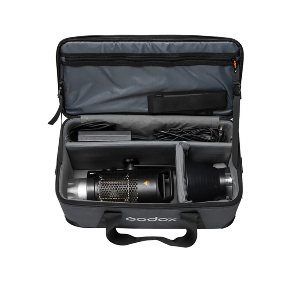 Godox CB-62 Carry Bag – For VL150II-Series Lights. Canvas, Gray, 19x10x8.5in Interior, Shoulder Strap
