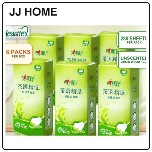 【JJ HOME】 【6Packs/Box】心相印Hearttex Wall Hanging Facial Tissue 280 Sheets 4-Ply Unscented Bathroom Kitchen Paper