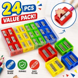 BINLU 24pcs/box Sharp Blade Dual Hole Pencil Sharpener School Supplies for Students Kids High Quality Durable Plastic Sharpener Set Back to School 2026 Ready Stock Manila COD Sulit Mura Value Pack Fast Shipping PH New Arrival