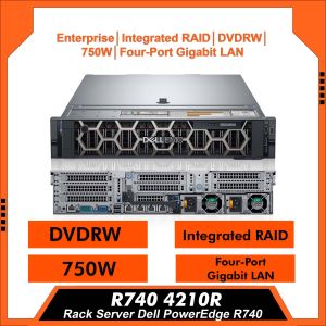 Rack Server Dell PowerEdge R740 4210R│Enterprise│Integrated RAID│DVDRW│750W│Four-Port Gigabit LAN