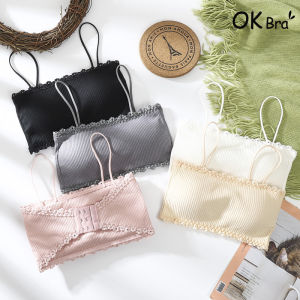 OK บราผู้หญิงบราไร้รอยต่อสายสปาเก็ตตี้เสื้อกับแผ่นอกระบายอากาศได้สบายถังชุดชั้นใน