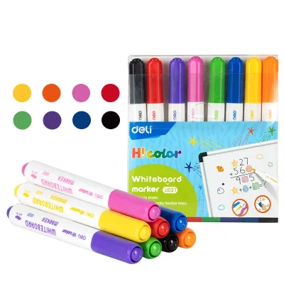 Deli 8Pcs Whiteboard Pen Marker Pen Set Soft Tip