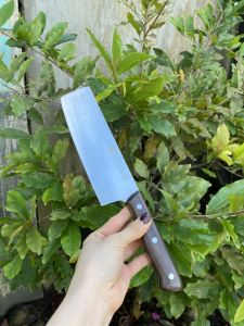Dao thái thịt cá rau củ quả Đức dài 30cm bản lưỡi hình chữ nhật dày 2ly Cán ốp gỗ rất sắc bén