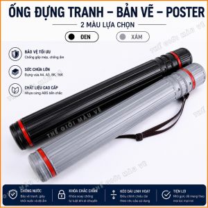 Ống Đựng Tranh Marie’s Kéo Dài  64-108cm Đựng Poster Bản Vẽ A3 A4 Ống Đựng Giấy Vẽ Chống Gập Mép Chống Nước Có Dây Đeo