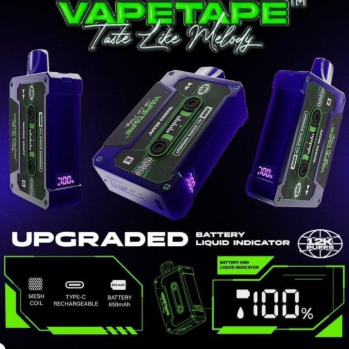 VAPETAPE 12000 Puff UPGRADED Device with Type C Port Charging MESH