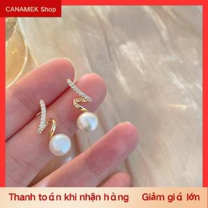 CS 1 đôi bông tai ngọc trai thời trang lấp lánh phong cách Hàn Quốc cho nữ bông tai đính đá trang sức đơn giản phụ kiện trang trí dành cho quý cô