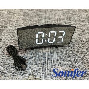 Sonifer Jam Meja Digital Mirror Alarm Clock Melengkung